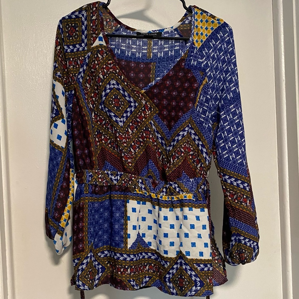 New Look blue sheer blouse size medium